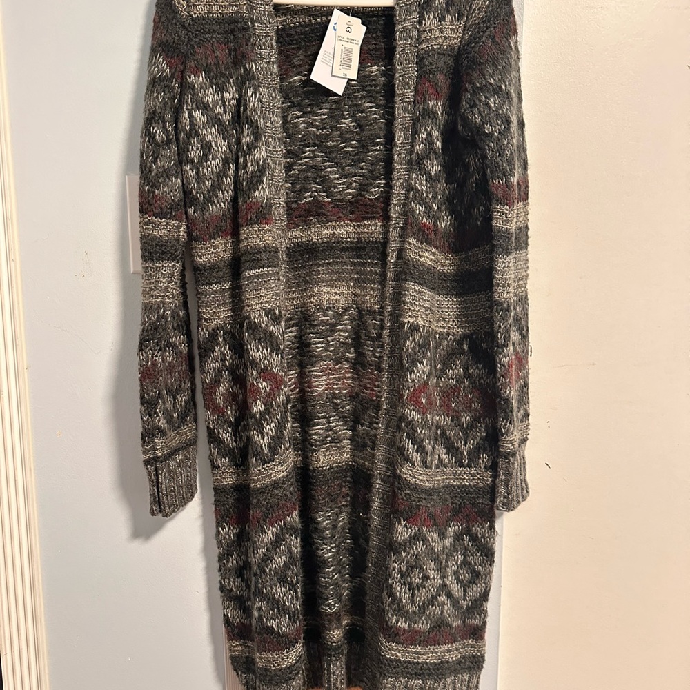 Warehouse Gray and Black Patterned Cardigan